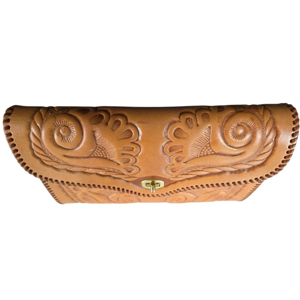 Vintage Hand-Tooled Genuine Leather Purse Shoulder Bag